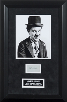 Charlie Chaplin Signed cut with Framed Photo (JSA)